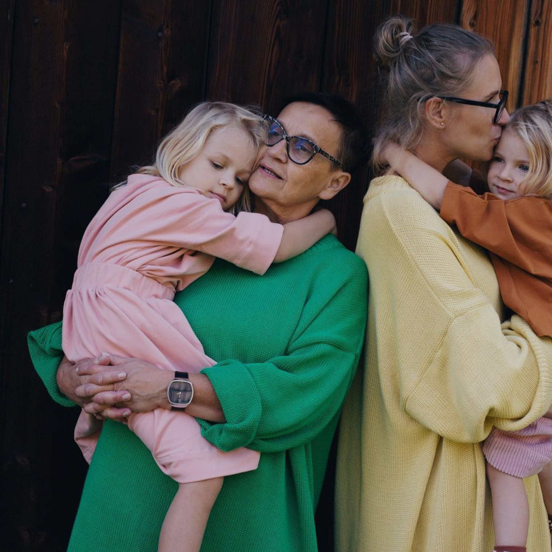 Two women looking after children