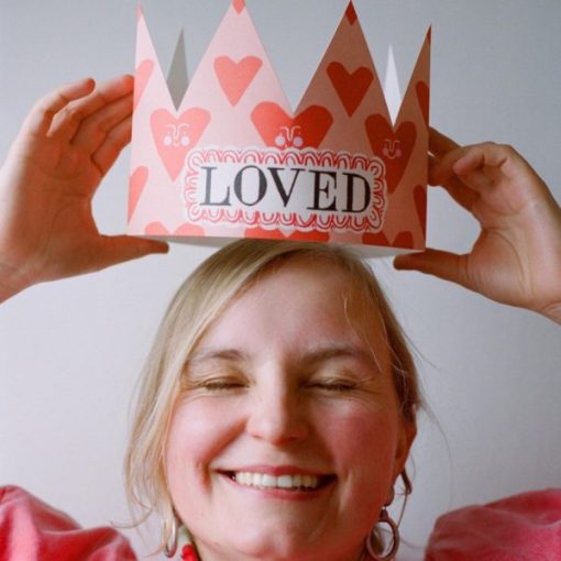 Woman with a celebratory crown on head