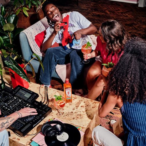 Friends gathered around a table for celebration