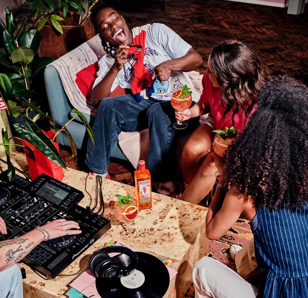 Friends gathered around a table for celebration